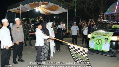 Gema Takbir Keliling Warnai Malam Lebaran di Tapin, Bupati H. Yamani Lepas Langsung Pawai Umat Muslim